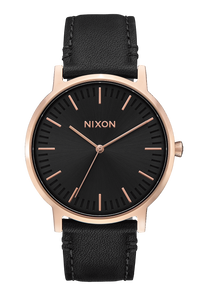 
Nixon Porter Leather Watch - Analog - Rose Gold / Black - View 1