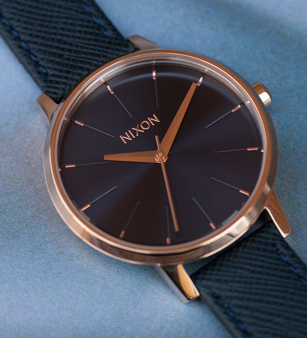 Kensington Leather - Navy / Rose Gold