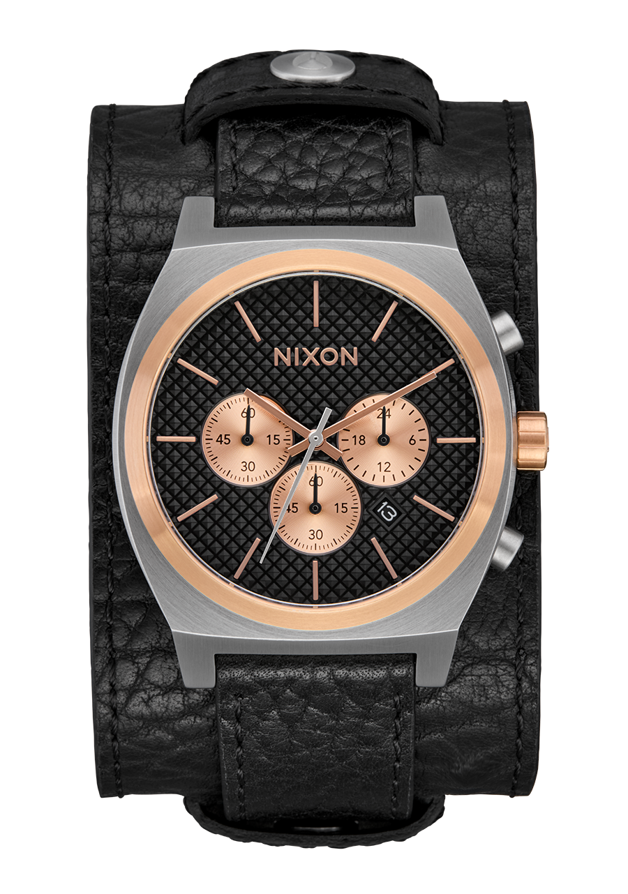 Time Teller Chrono Leather - Silver / Rose Gold / Black View 1