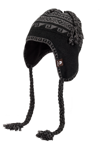 Bennett Earflap Beanie - Black / Gray View 1