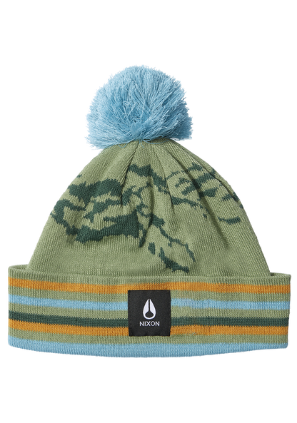 Ridge Pom Beanie - Jade / Multi View 1