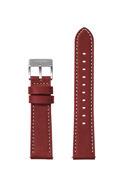 20mm Stitched Leather Band - Cranberry View 1