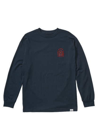 Temple Long Sleeve T-Shirt - Navy View 1