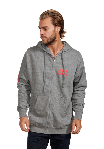 Track Zip Hoodie - Dark Heather Gray / Red View 3